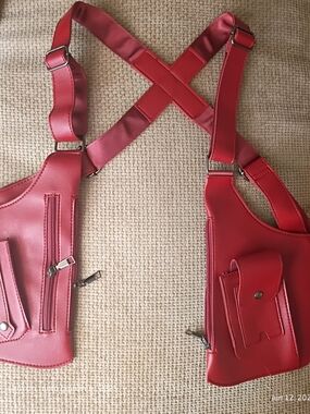 Red Faux Leather Crossbody Holster Harness